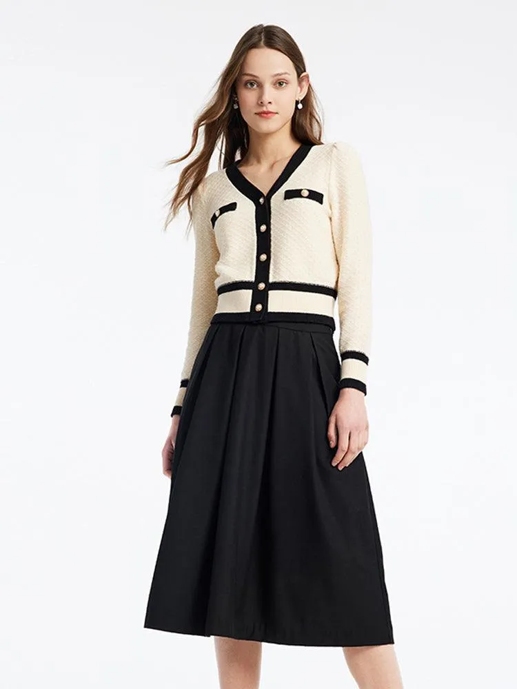 Classic Tweed Jacquard Cardigan And Skirt Two-Piece Suit