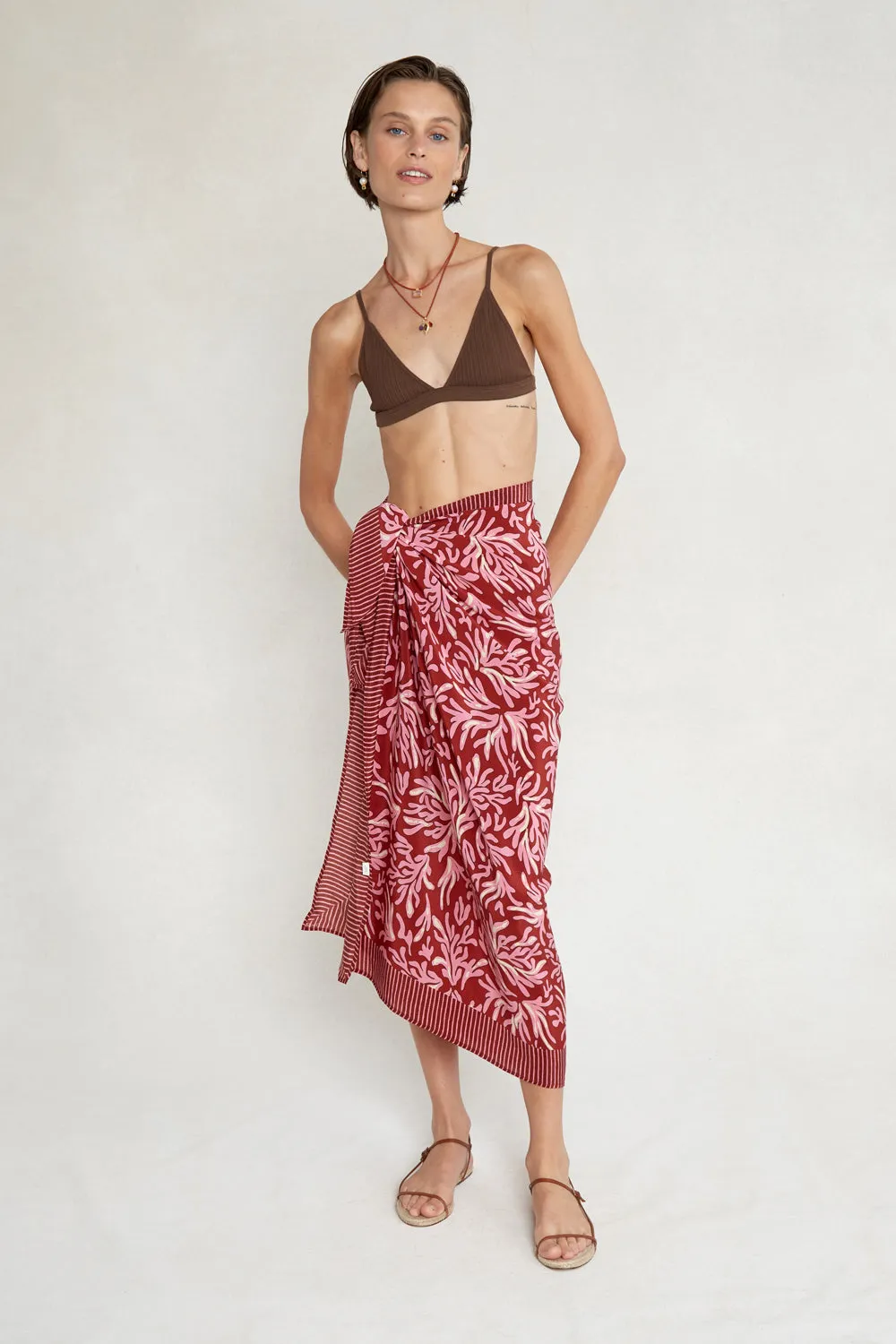 Coral Printed Sarong Red Ochre