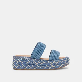 CORLA SANDALS BLUE RAFFIA