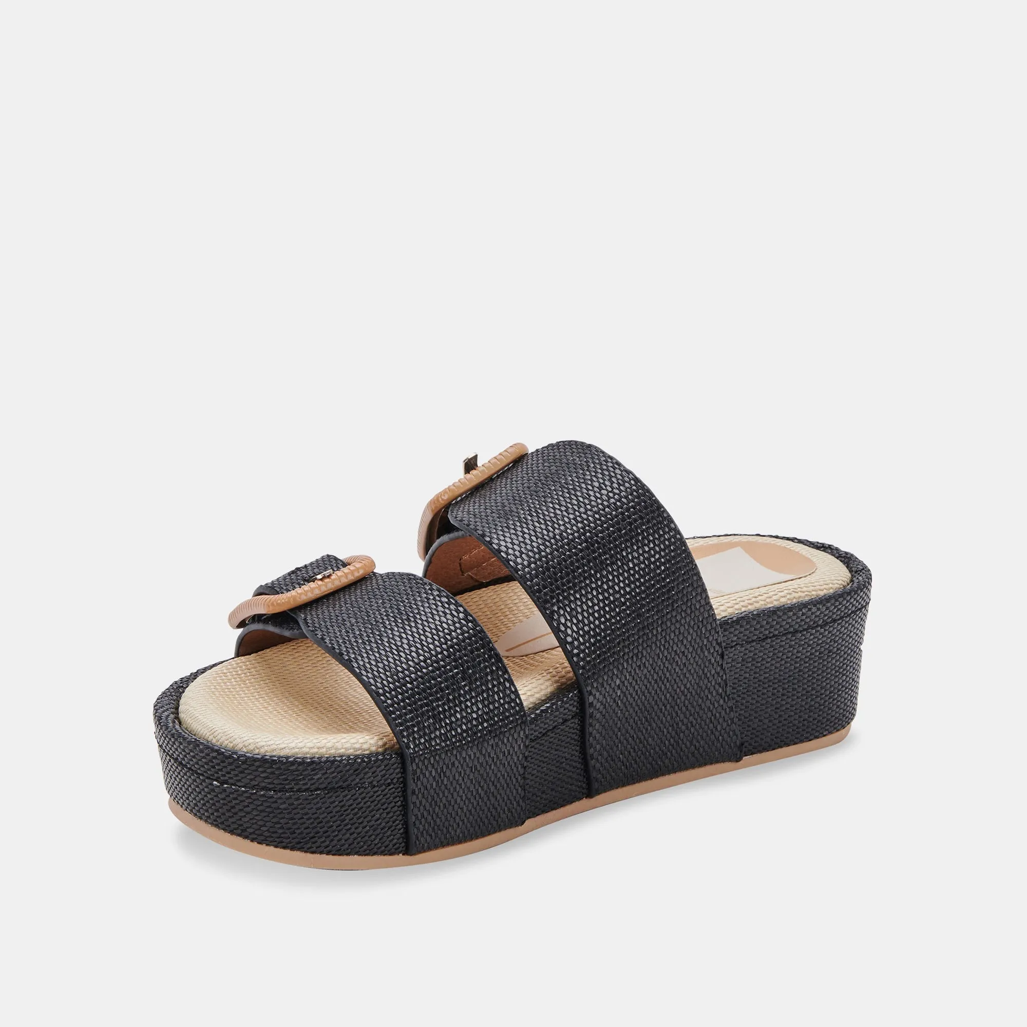 CORYN SANDALS BLACK RAFFIA - re:vita