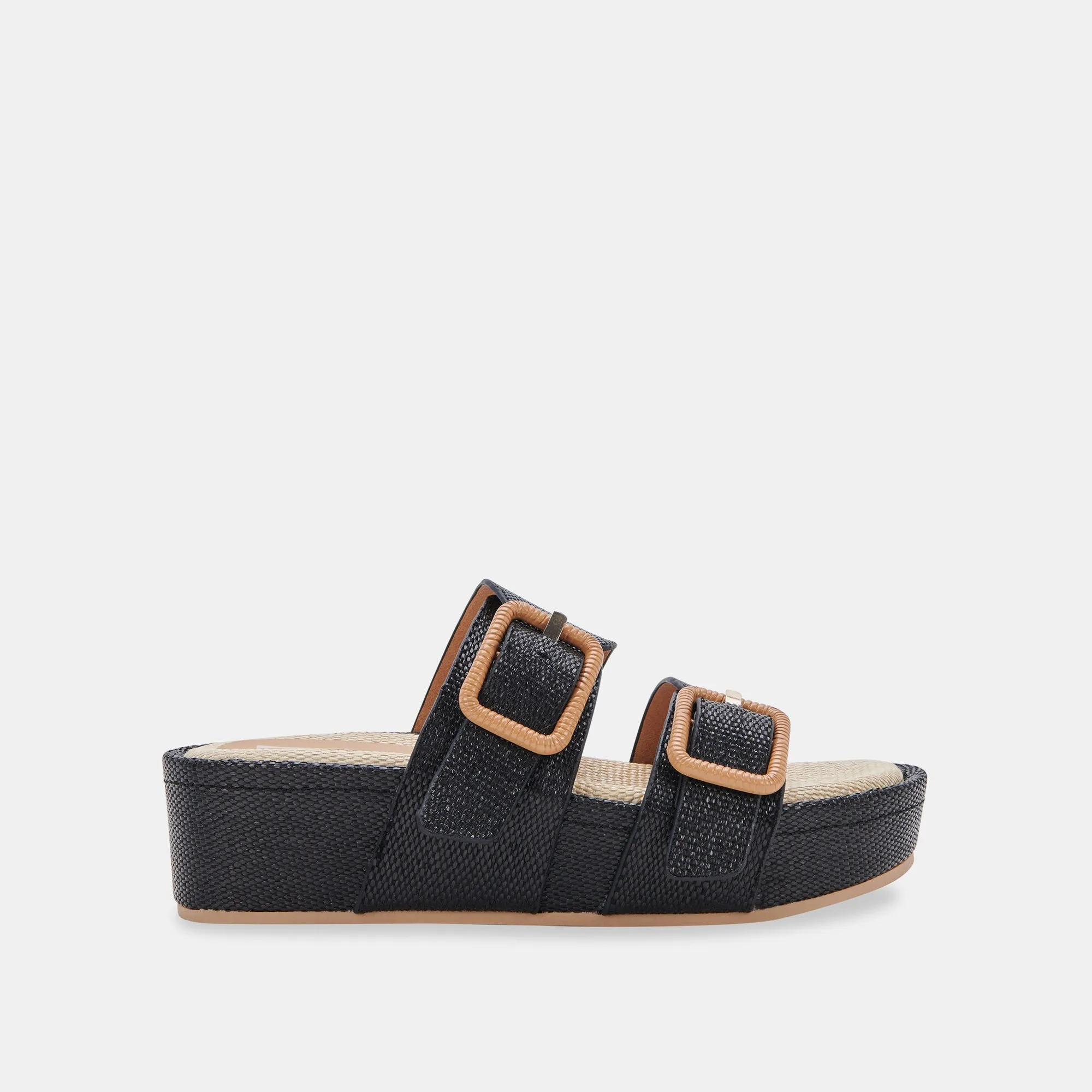 CORYN SANDALS BLACK RAFFIA - re:vita