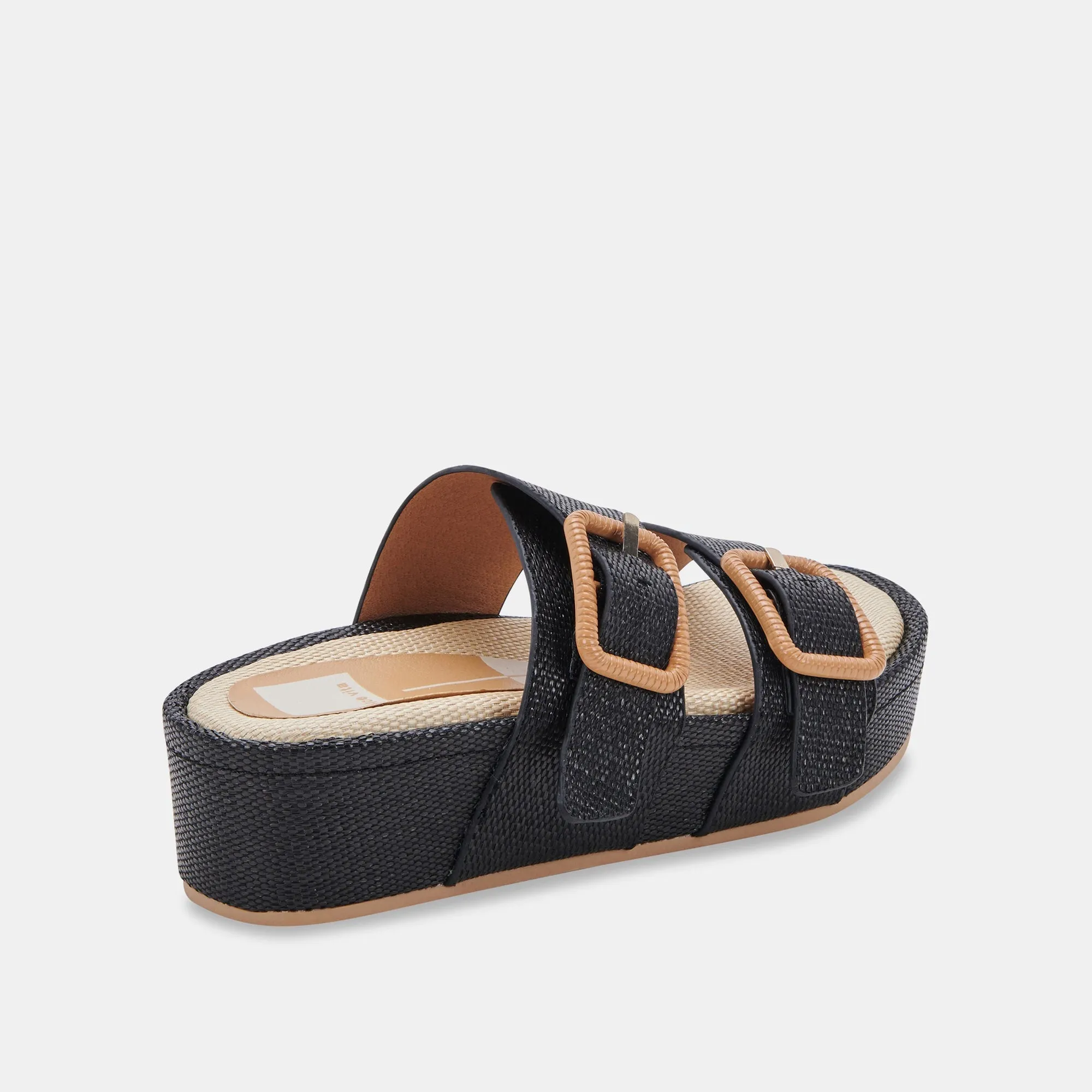 CORYN SANDALS BLACK RAFFIA - re:vita