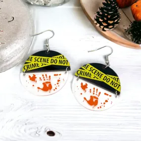 Crime Scene Earrings - True Crime, Halloween Accessories , Halloween Earrings, Halloween Costume, Police Tape