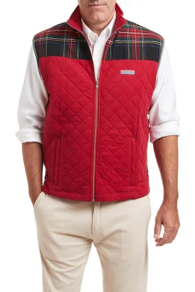 Cross Rip Quilted Vest Regatta Red with Black Stewart Tartan Trim