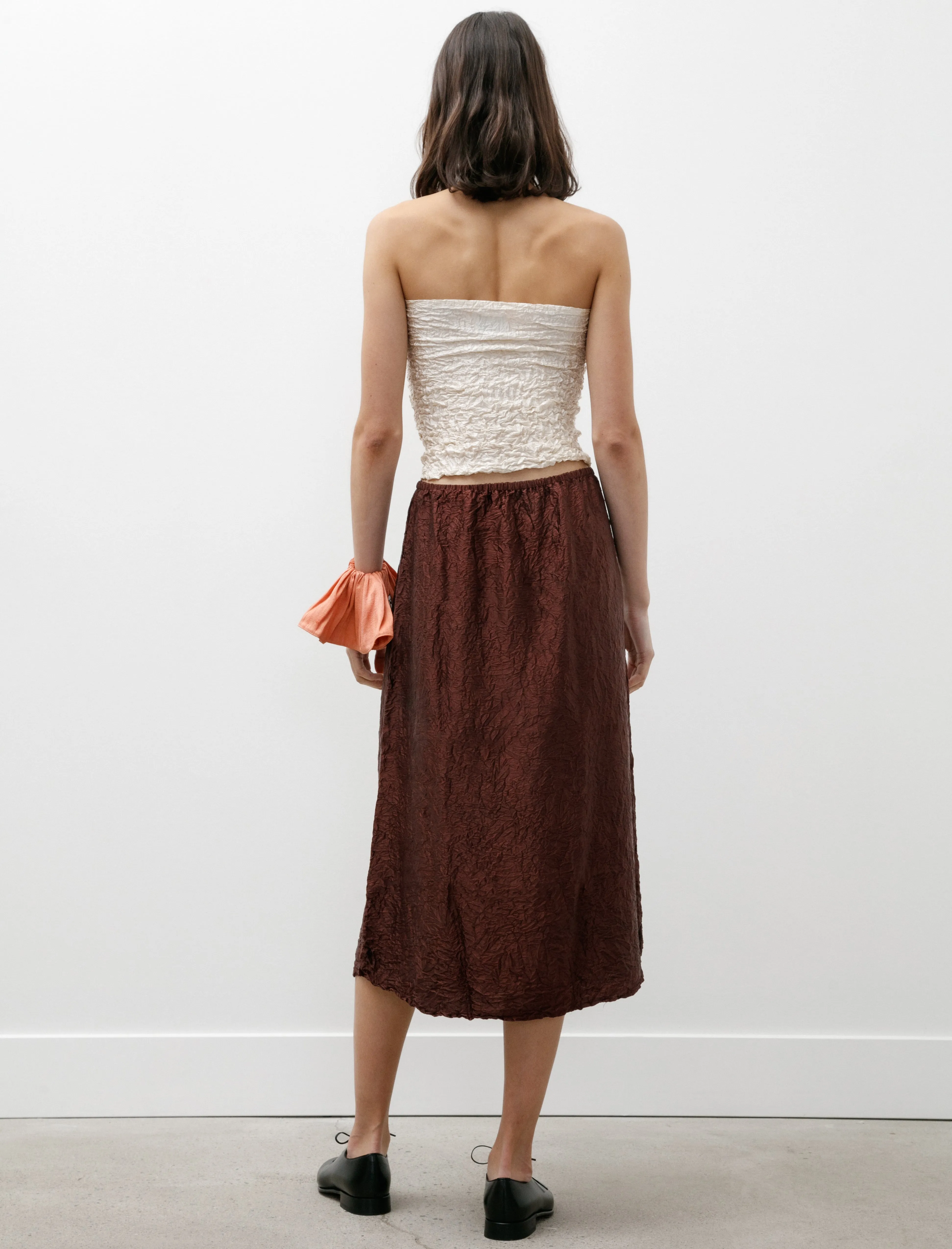 Crumpled Silk Skirt Plum