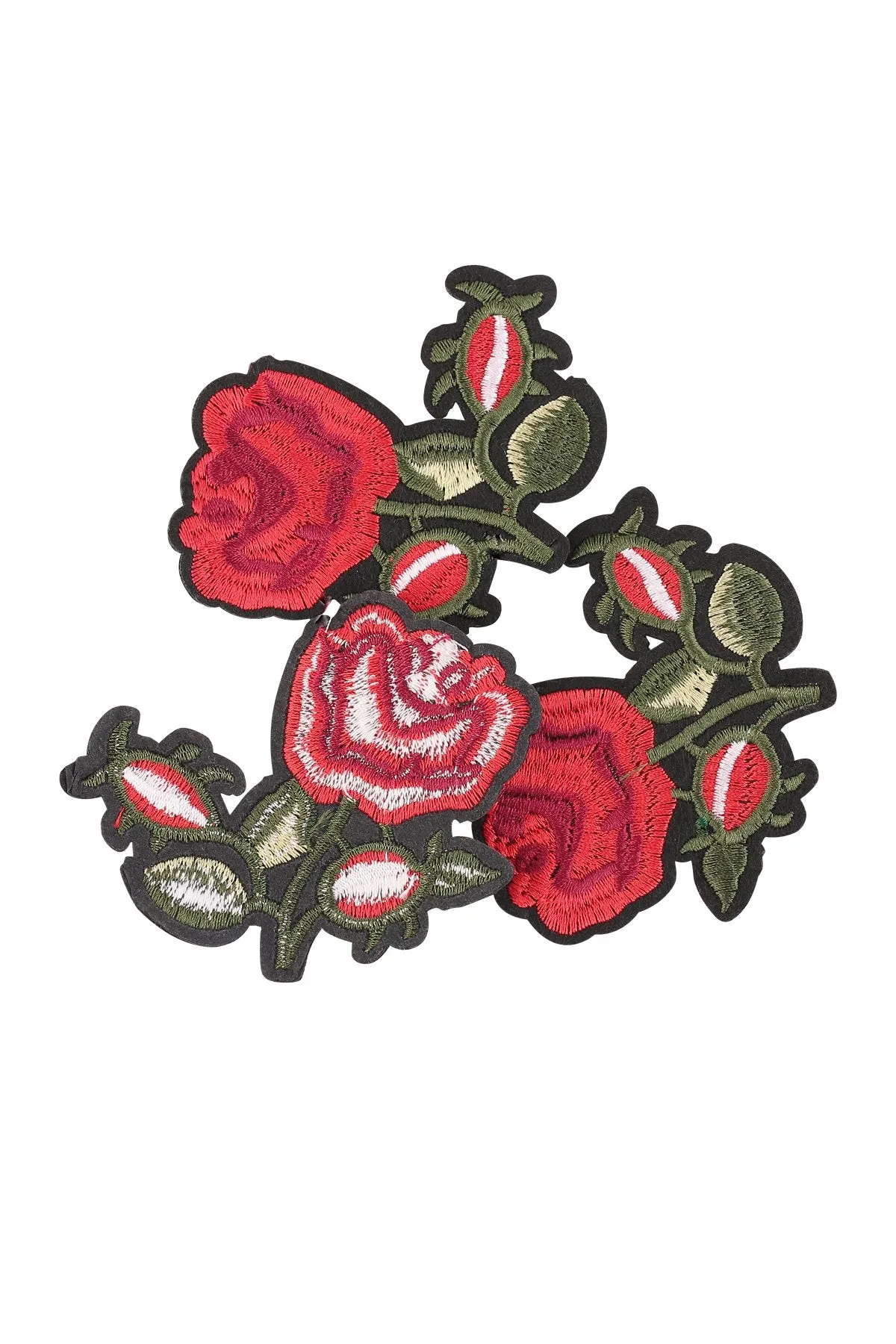 Cute Small Red Rose Flower Embroidered Patch