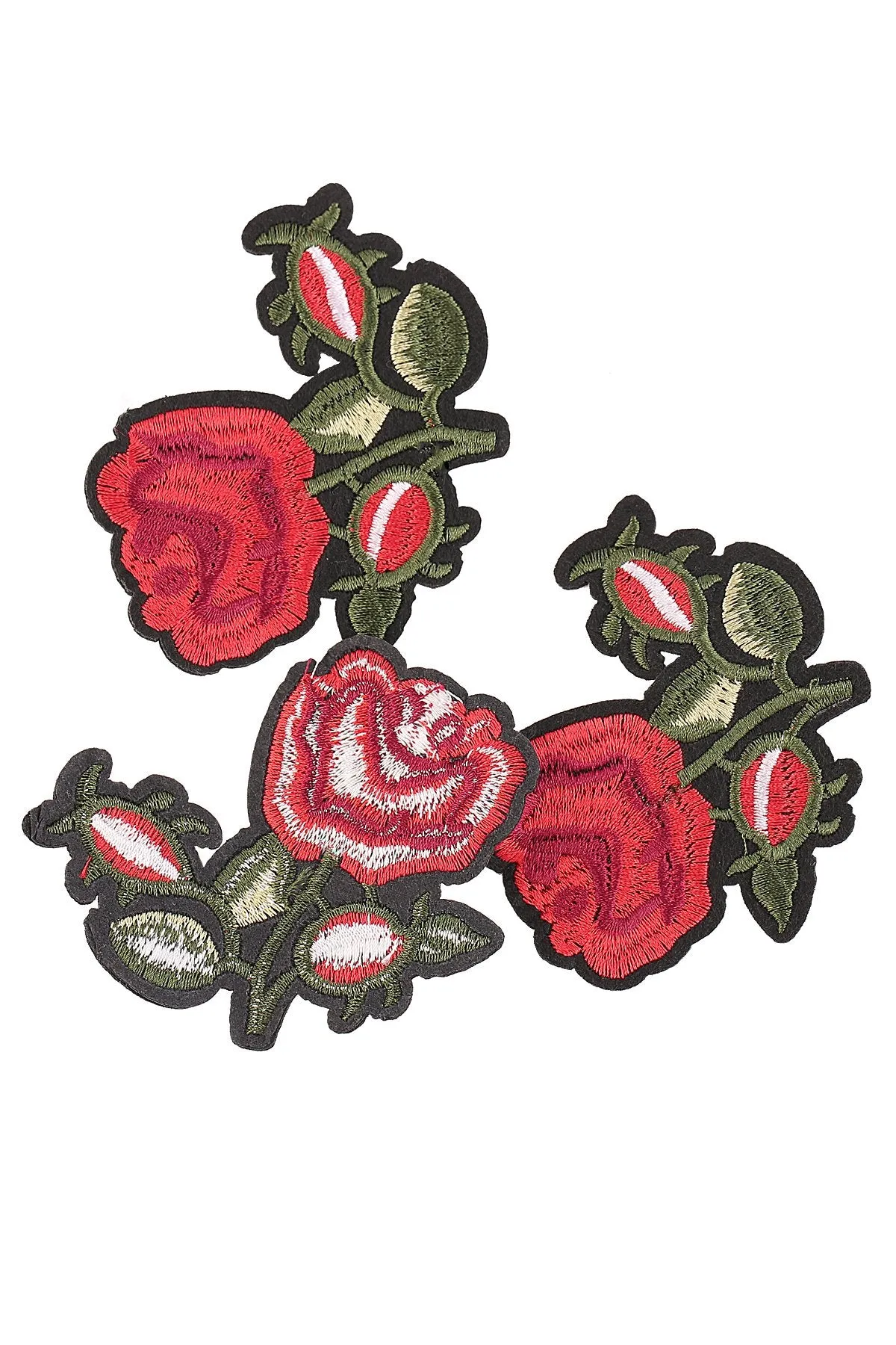 Cute Small Red Rose Flower Embroidered Patch