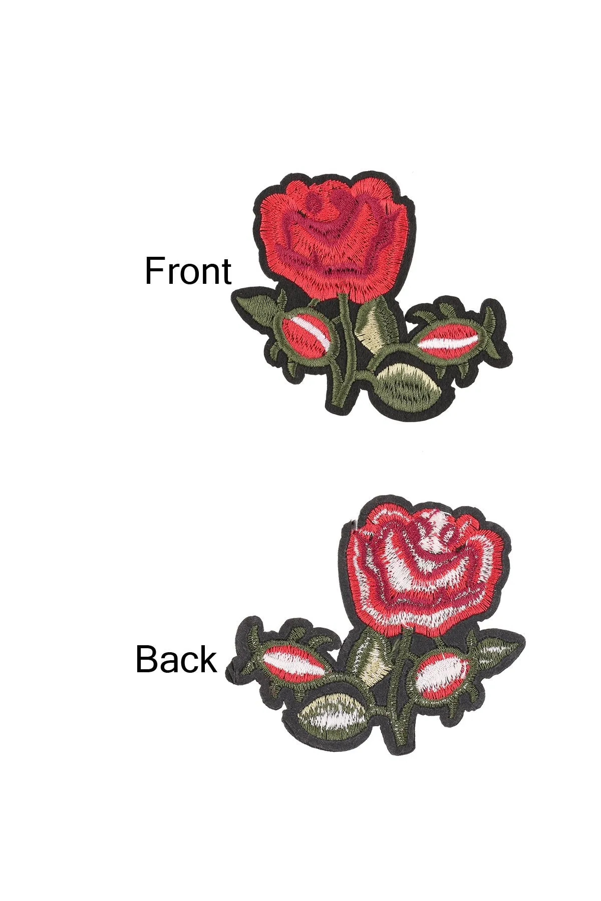 Cute Small Red Rose Flower Embroidered Patch