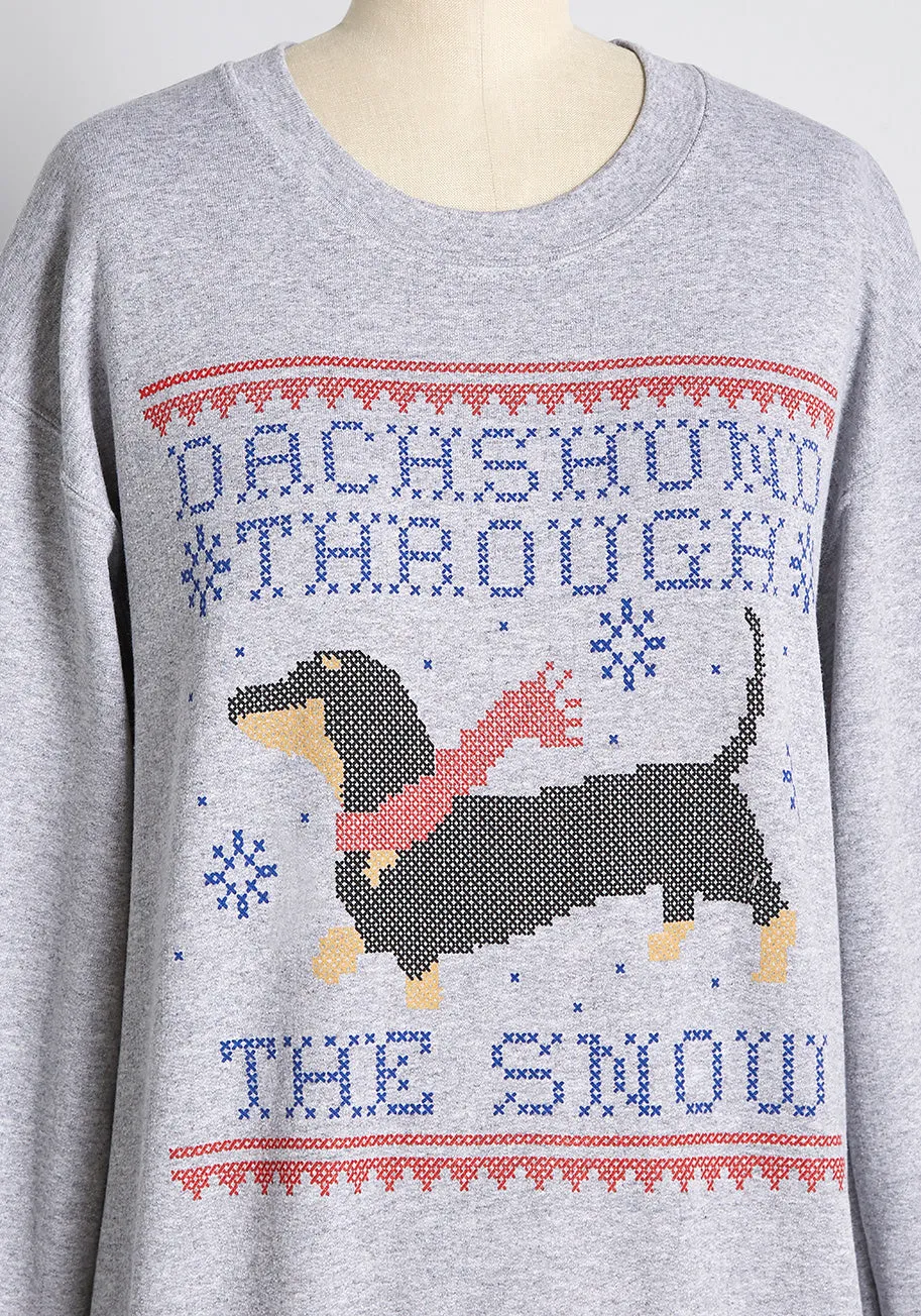 Dachshund Through The Holidays Graphic Sweatshirt