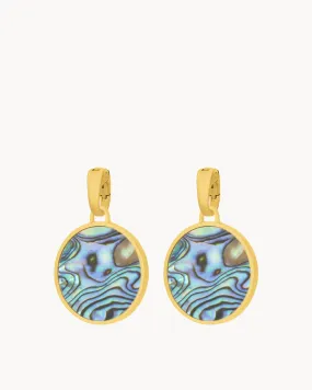 Dainty Fearlessness Abalone Statement Pendant, Gold Earring Pendants