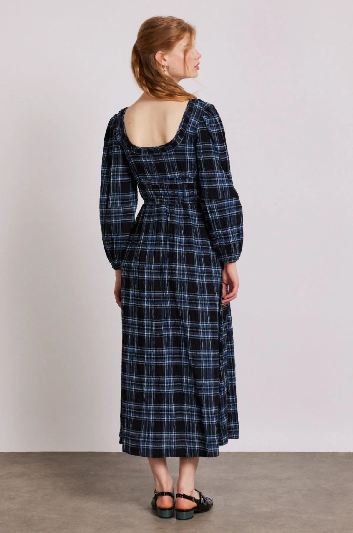 Dakota Midi Dress Blue Check