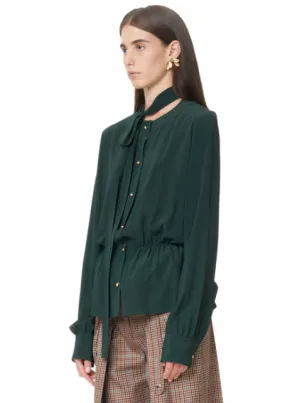 Dark Green Silk Top