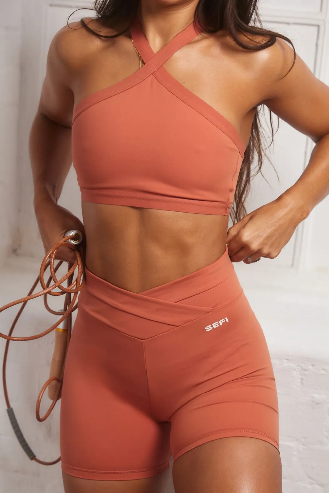 Define Cross Over Bra - Dusty Orange