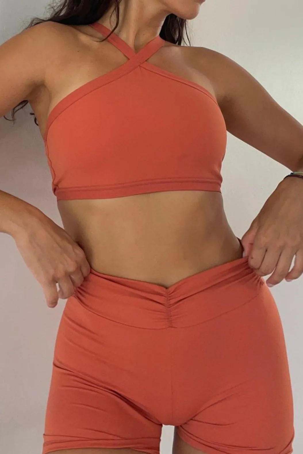 Define Cross Over Bra - Dusty Orange