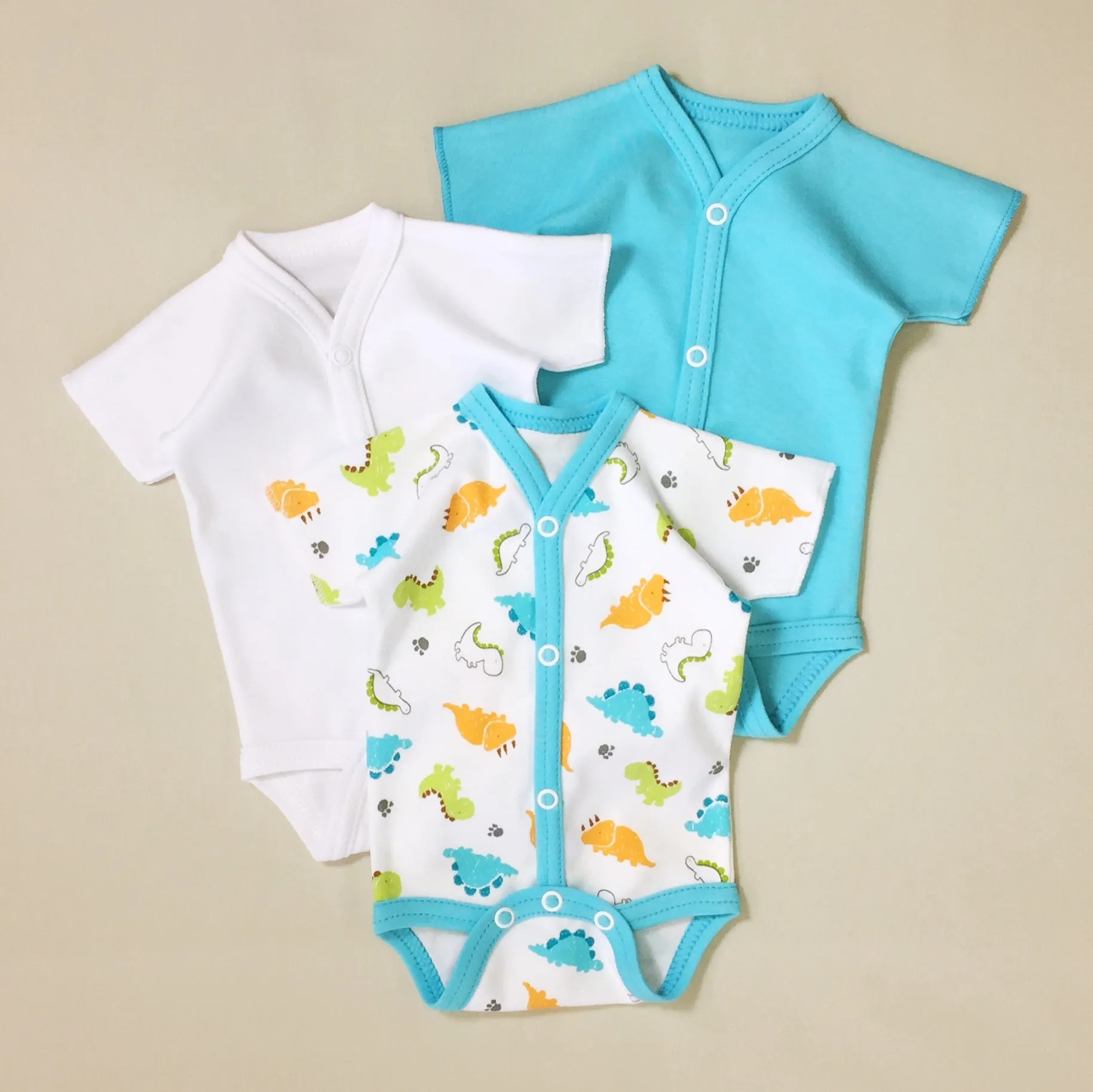 Dino Snap Front Bodysuit 3 pack