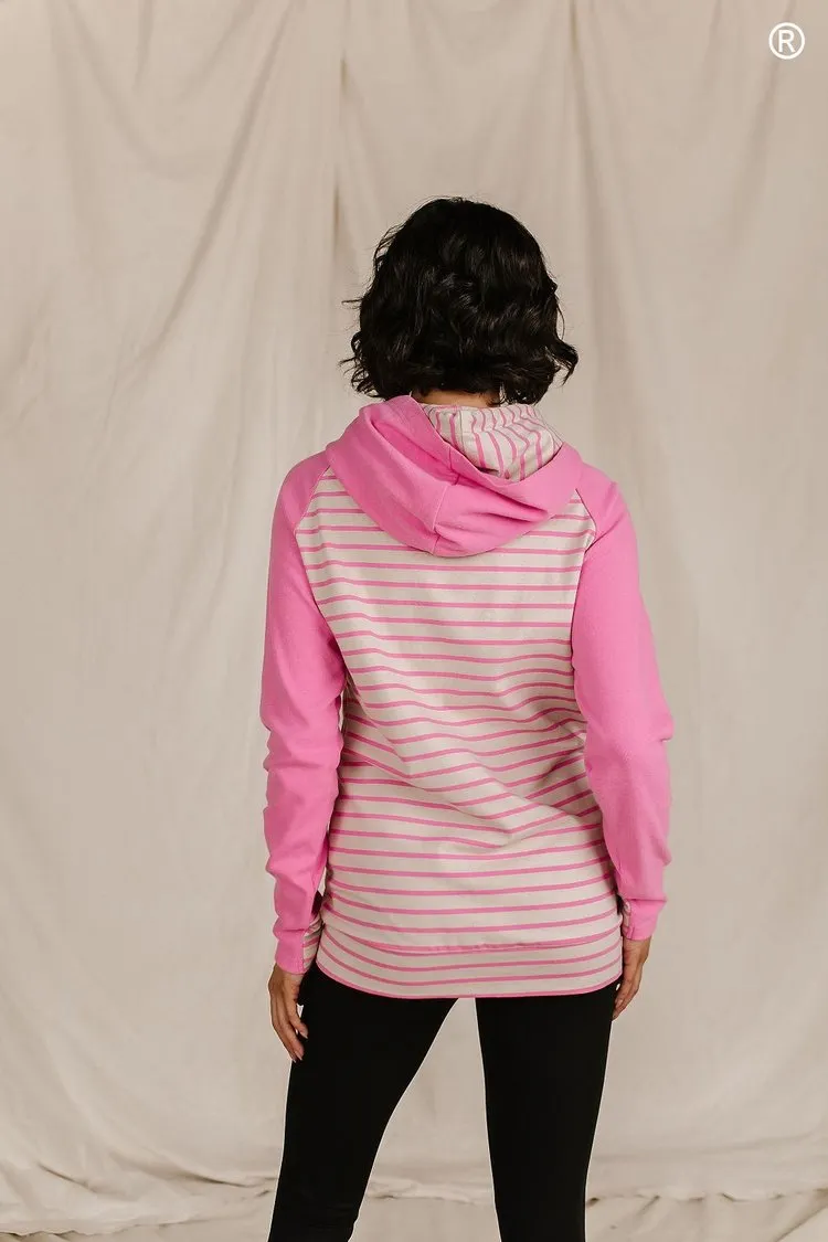 DoubleHood™ Sweatshirt - Flamingo Stripe