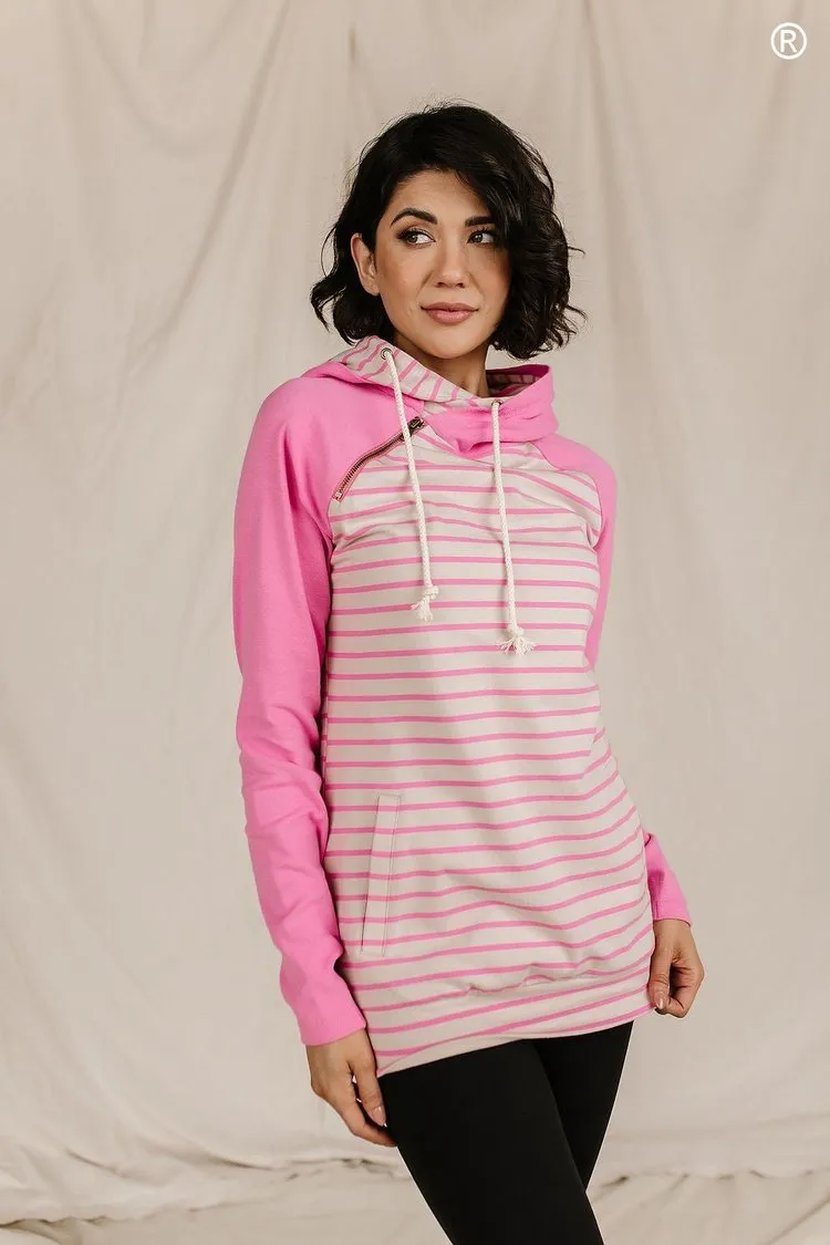 DoubleHood™ Sweatshirt - Flamingo Stripe