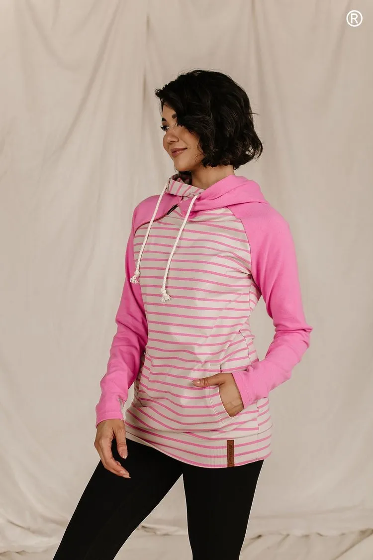 DoubleHood™ Sweatshirt - Flamingo Stripe