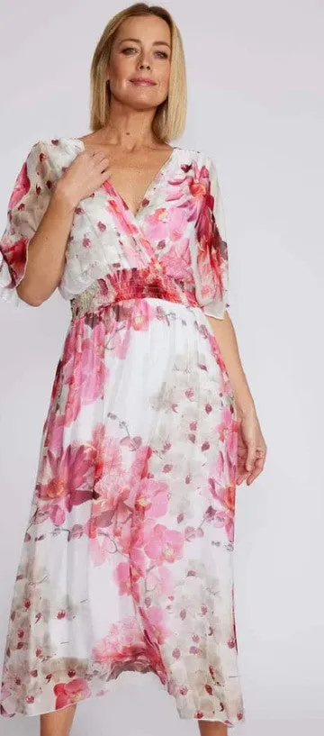 dress fuscia silk