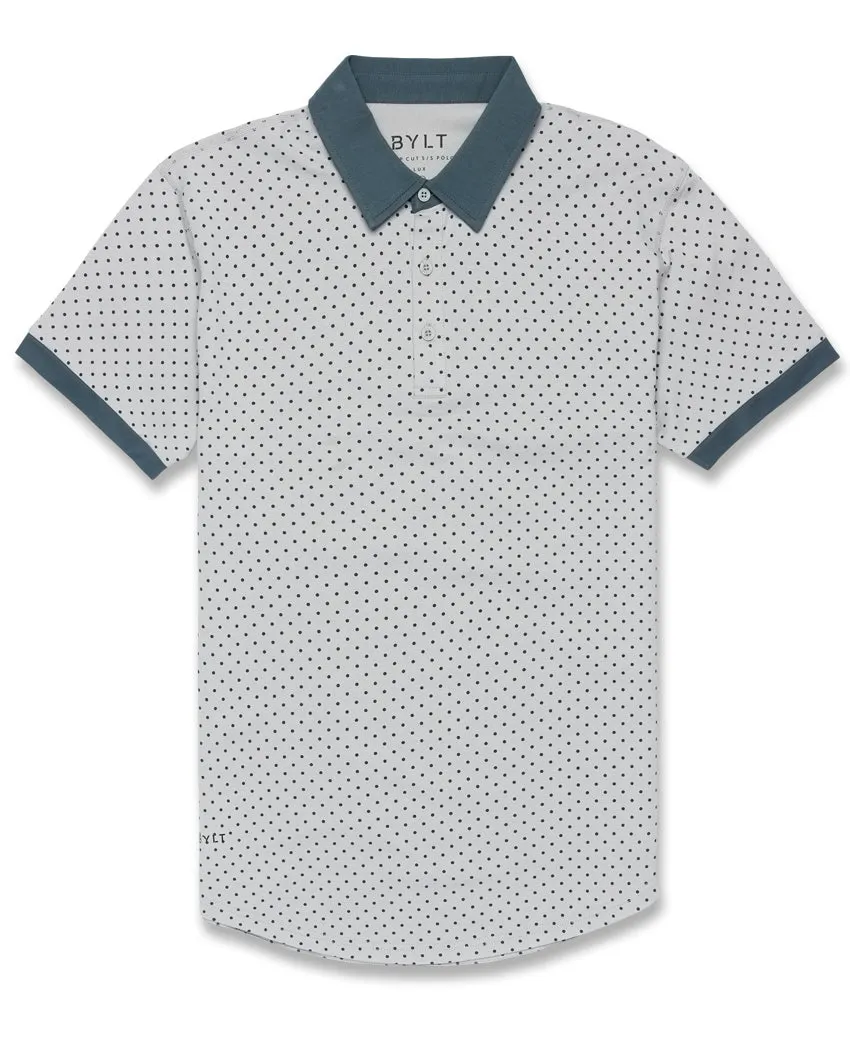 Drop-Cut: LUX Dotted Polo <!-- Size L -->