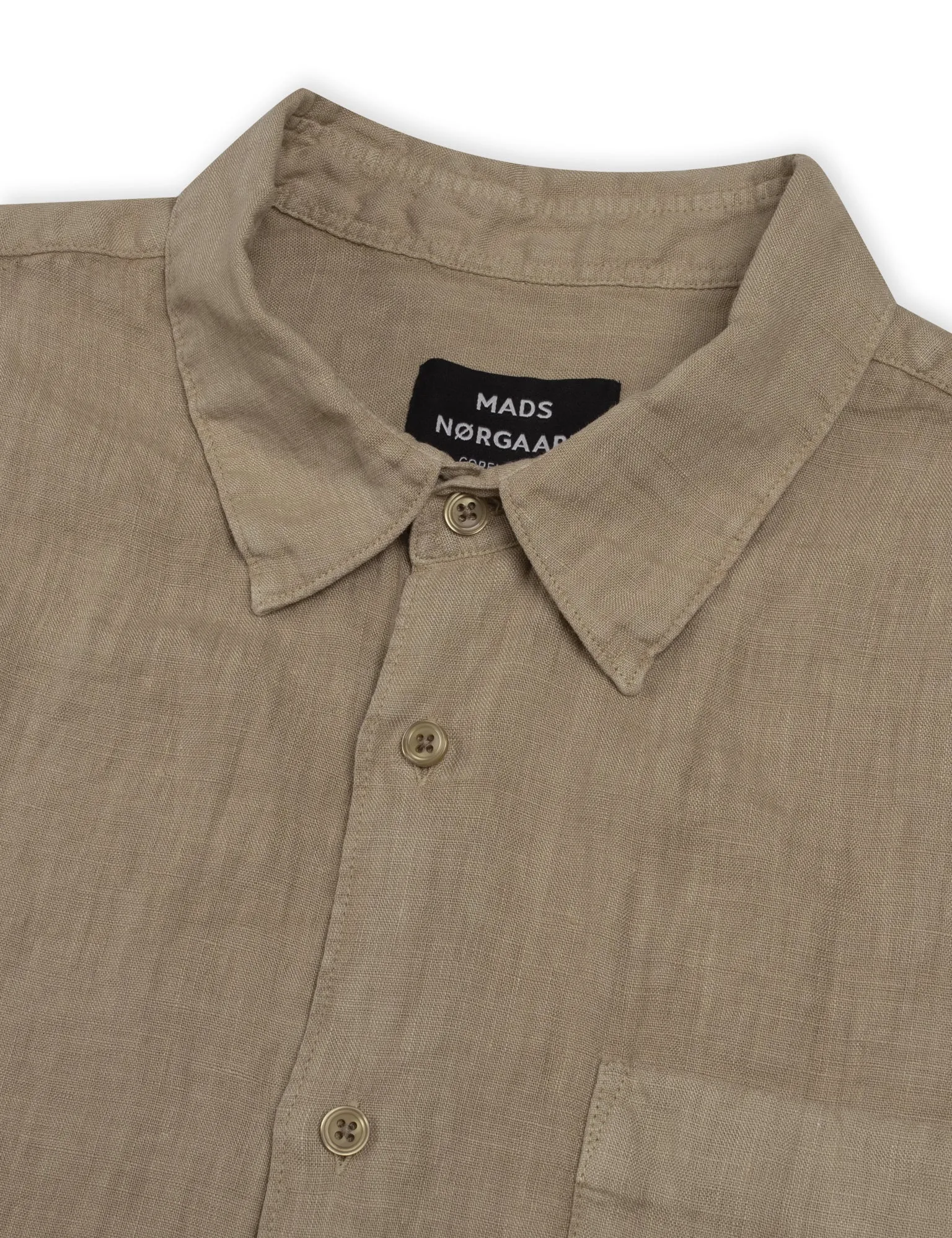 Dyed Linen Victor Shirt SS, Kelp