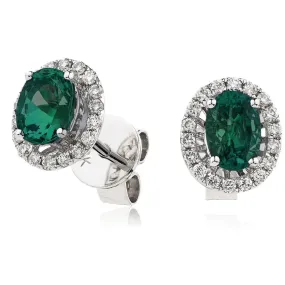 EMERALD HALO STUD EARRINGS