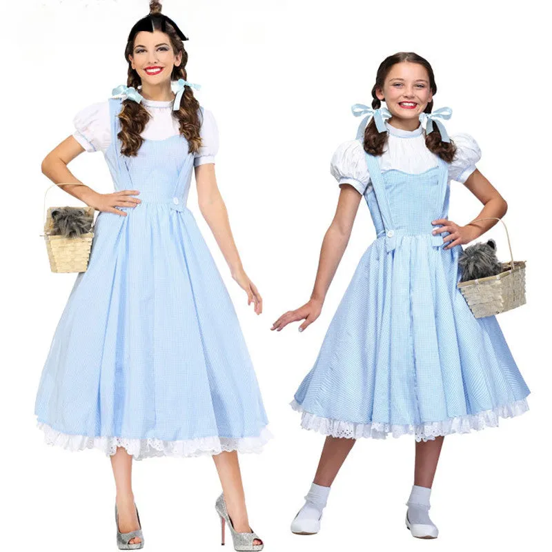 Fairytale Wizard Of Oz Dorothy Blue Gingham Dress Carnival Halloween Costume