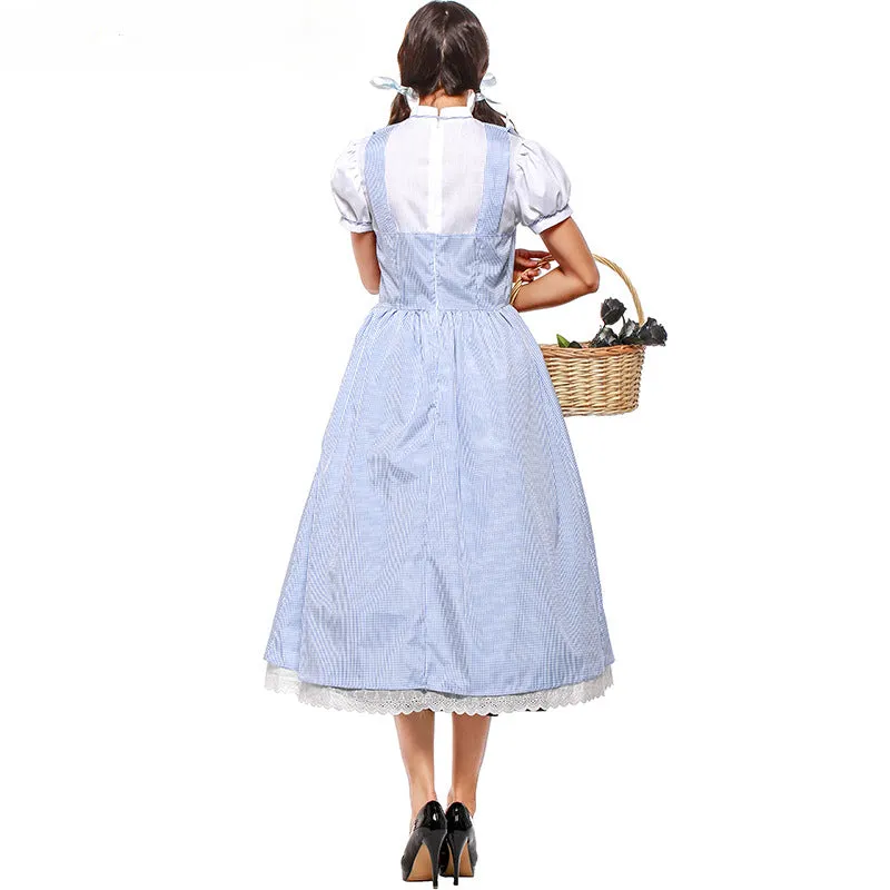 Fairytale Wizard Of Oz Dorothy Blue Gingham Dress Carnival Halloween Costume