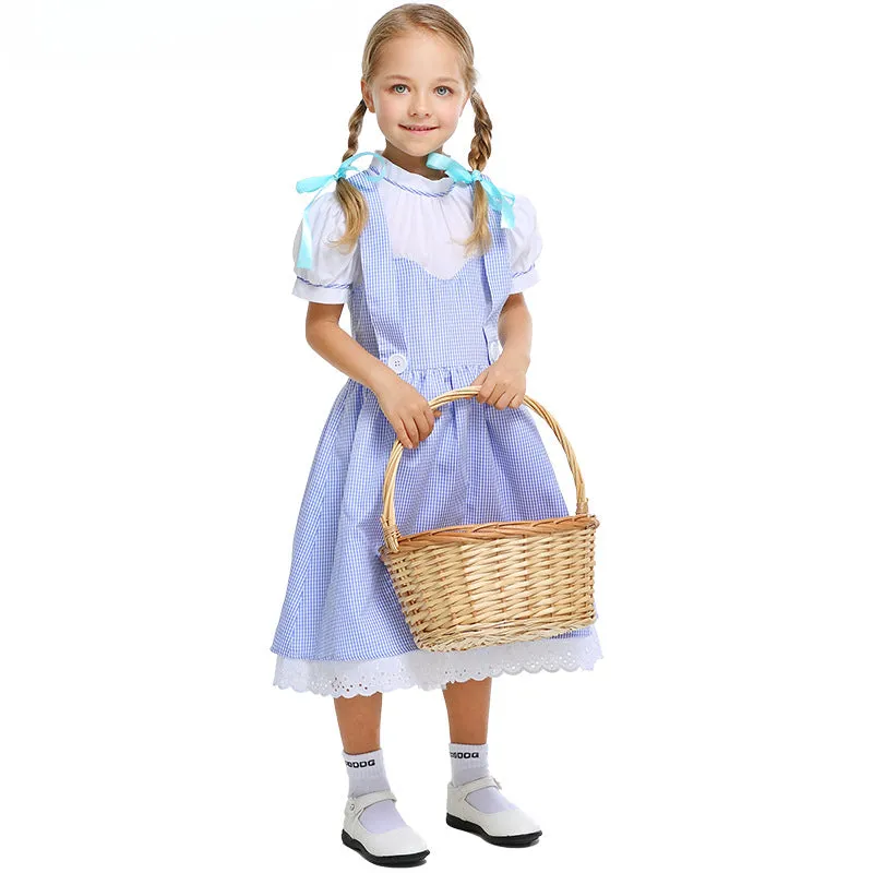 Fairytale Wizard Of Oz Dorothy Blue Gingham Dress Carnival Halloween Costume