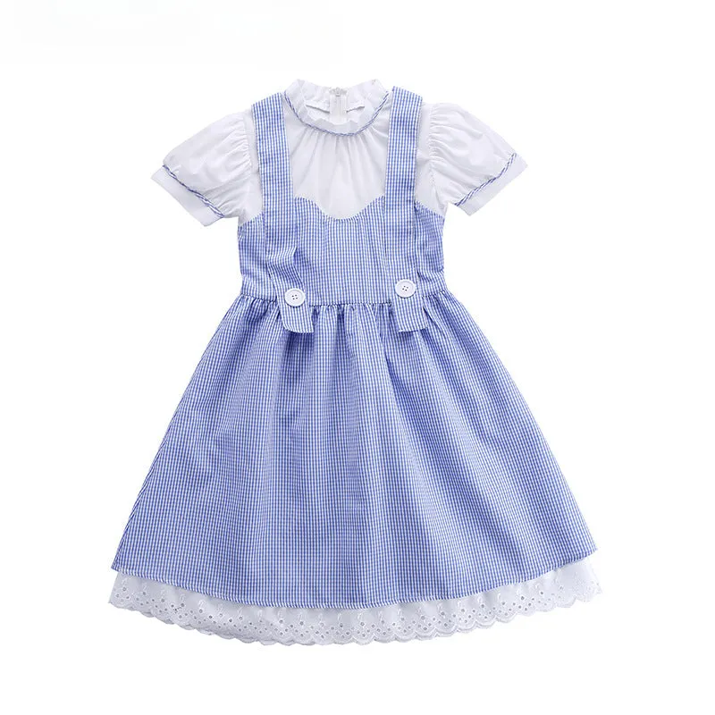 Fairytale Wizard Of Oz Dorothy Blue Gingham Dress Carnival Halloween Costume