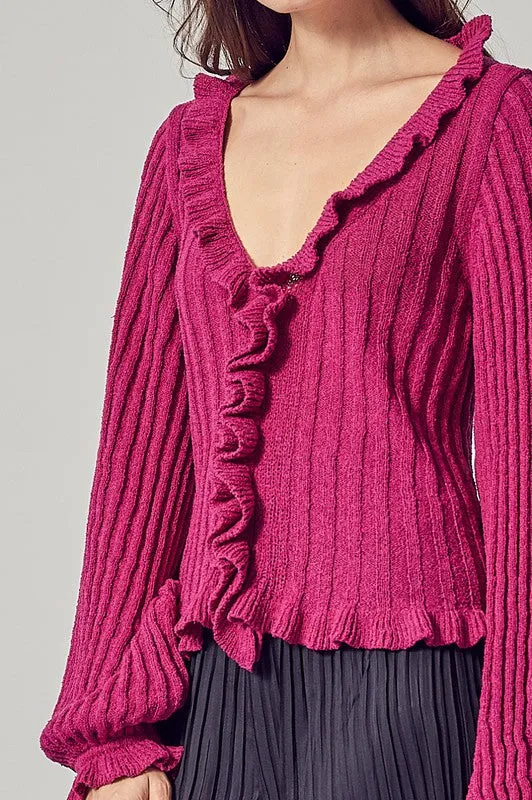 Find Your Muse Ruffle Knit Top