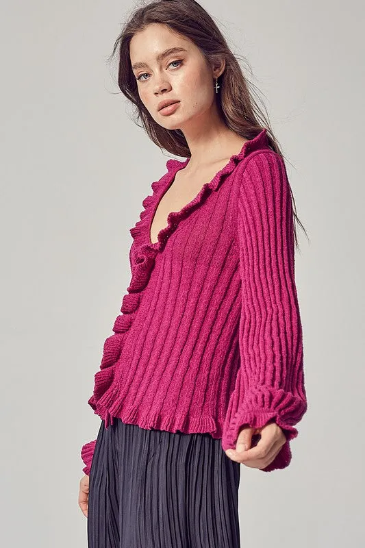 Find Your Muse Ruffle Knit Top