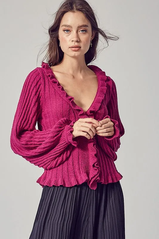 Find Your Muse Ruffle Knit Top