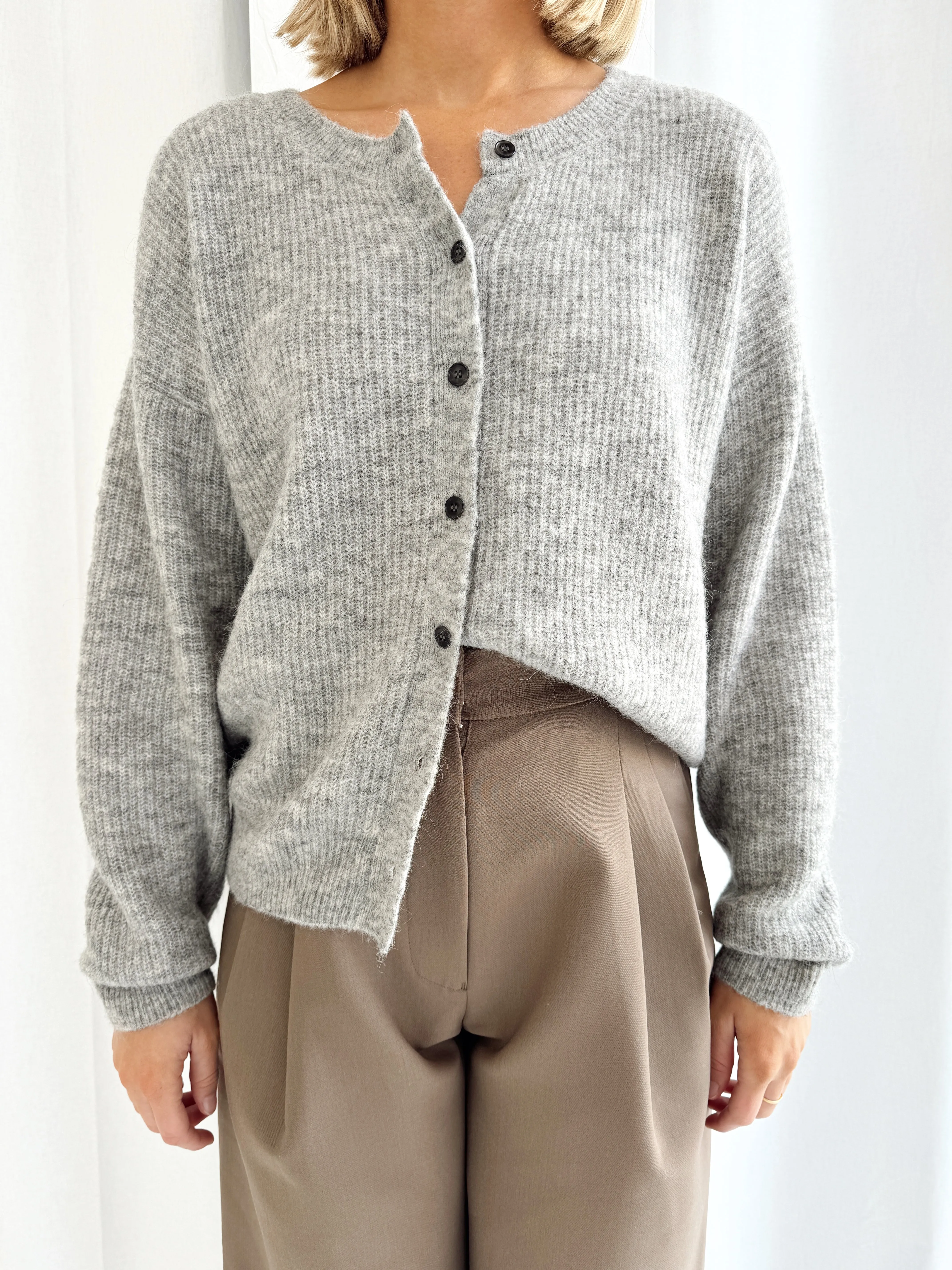 Finley Alpaca Cardigan - Grey Marle