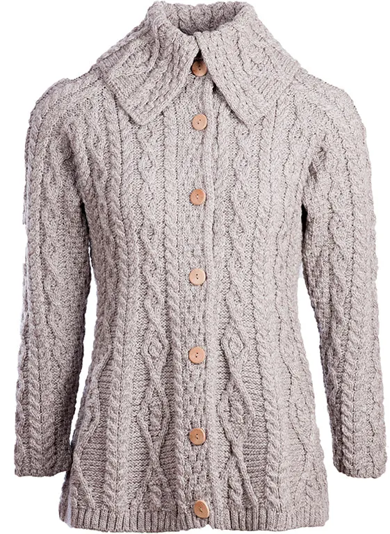 Flared Cardigan with Diamond Stitch Pattern