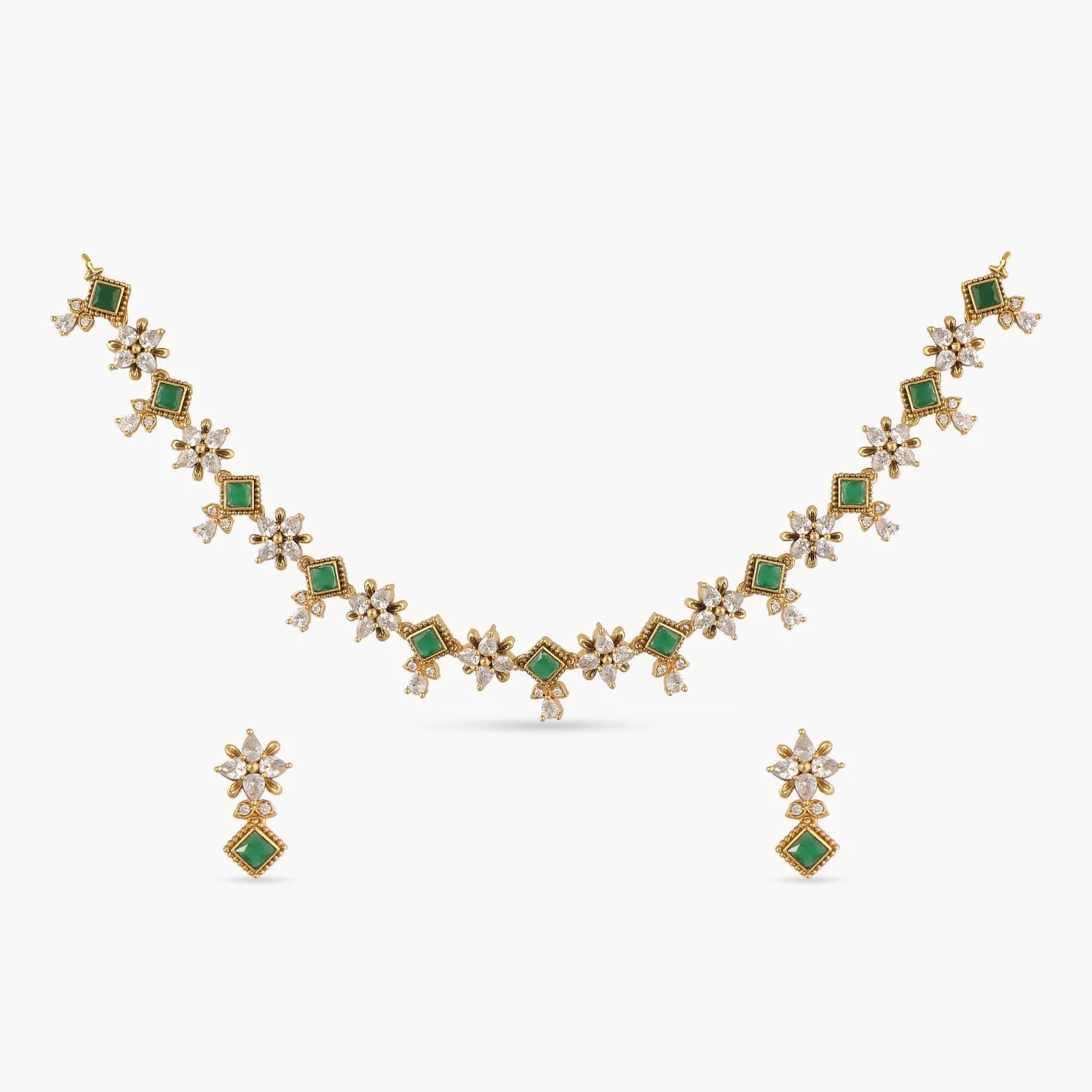 Floral Opulence CZ Necklace Set