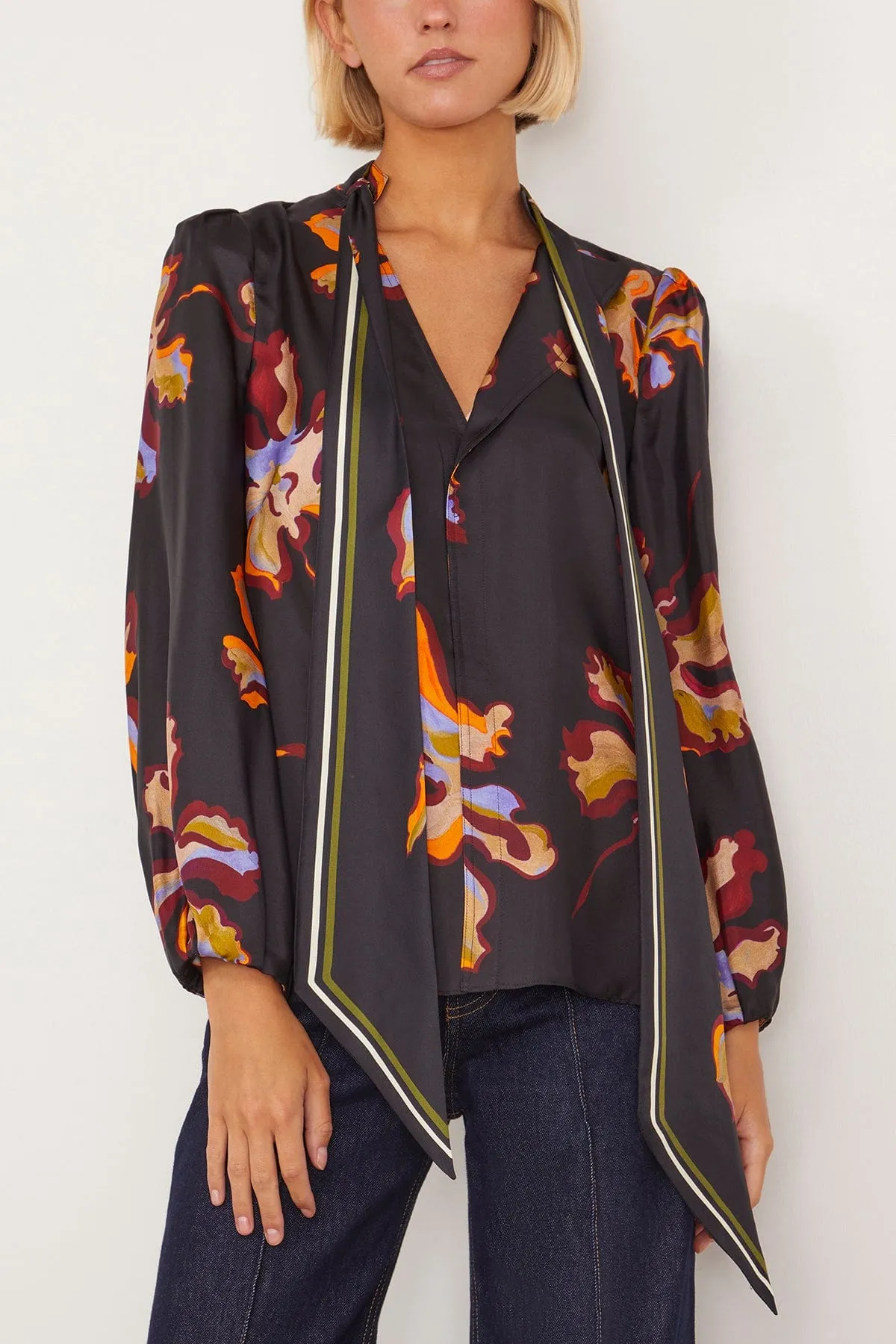 Floral Seductive Blouse in Flame All Over Print