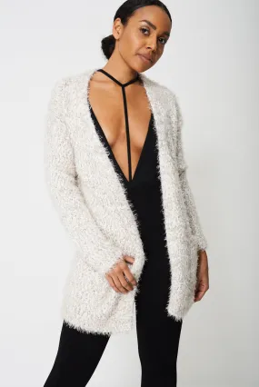 Fluffy Cardigan in Mixed Yarn