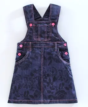 Girls Denim Printed Dungaree Skirt