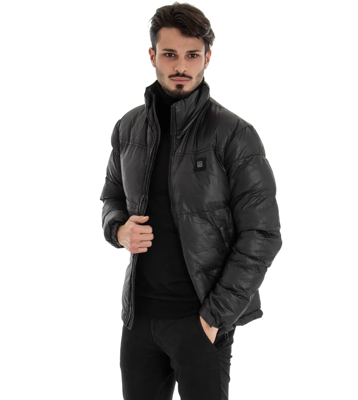 Giubbotto Uomo Bomber Nero Puffer Imbottito Piumino Riscaldabile GIOSAL-G2168A