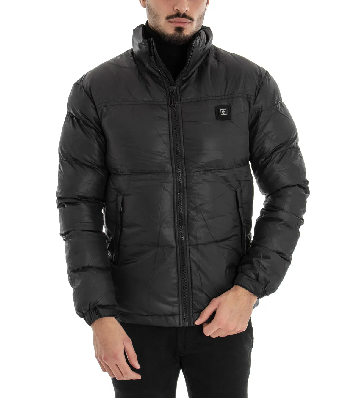 Giubbotto Uomo Bomber Nero Puffer Imbottito Piumino Riscaldabile GIOSAL-G2168A