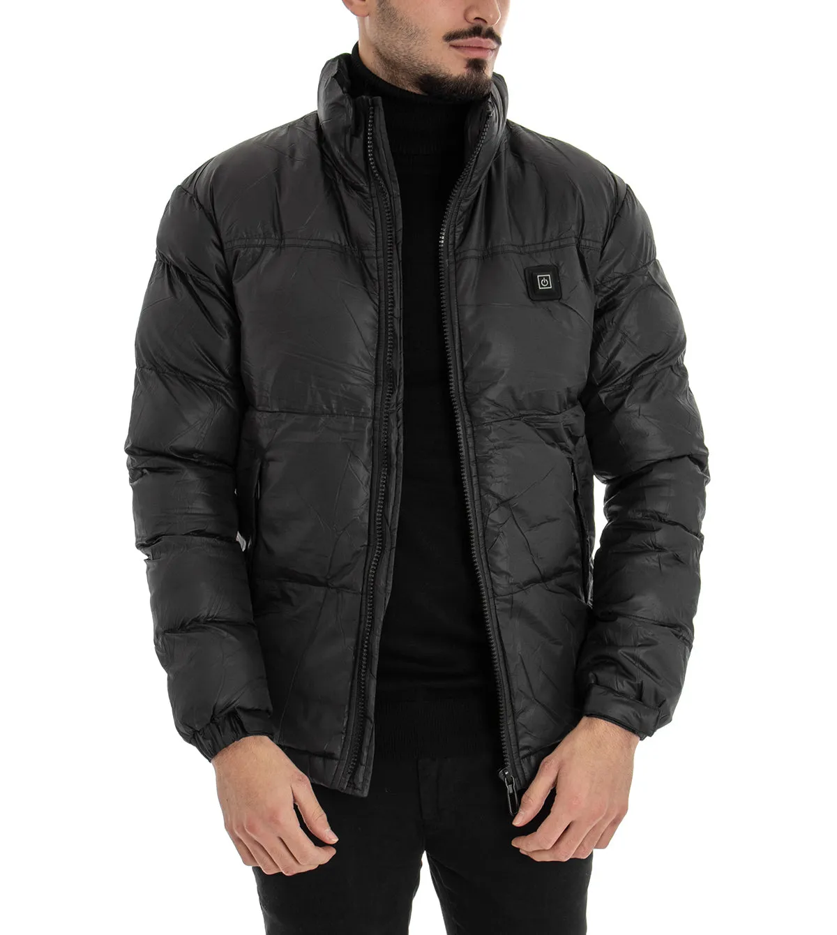 Giubbotto Uomo Bomber Nero Puffer Imbottito Piumino Riscaldabile GIOSAL-G2168A