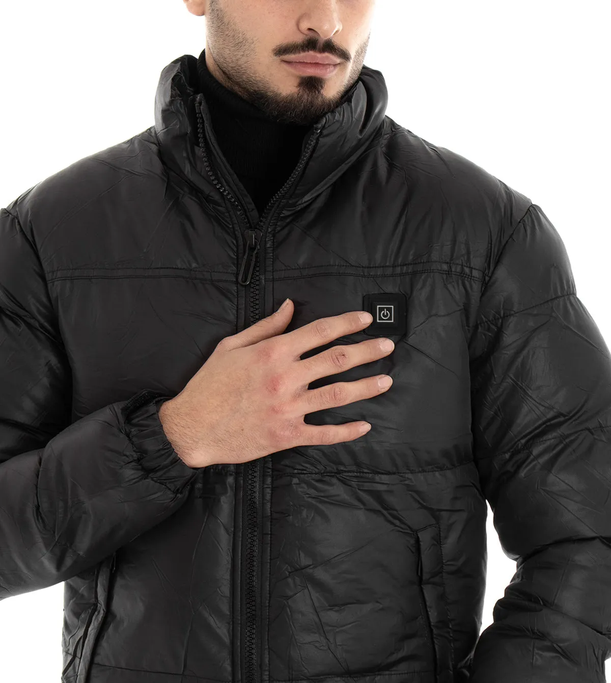 Giubbotto Uomo Bomber Nero Puffer Imbottito Piumino Riscaldabile GIOSAL-G2168A