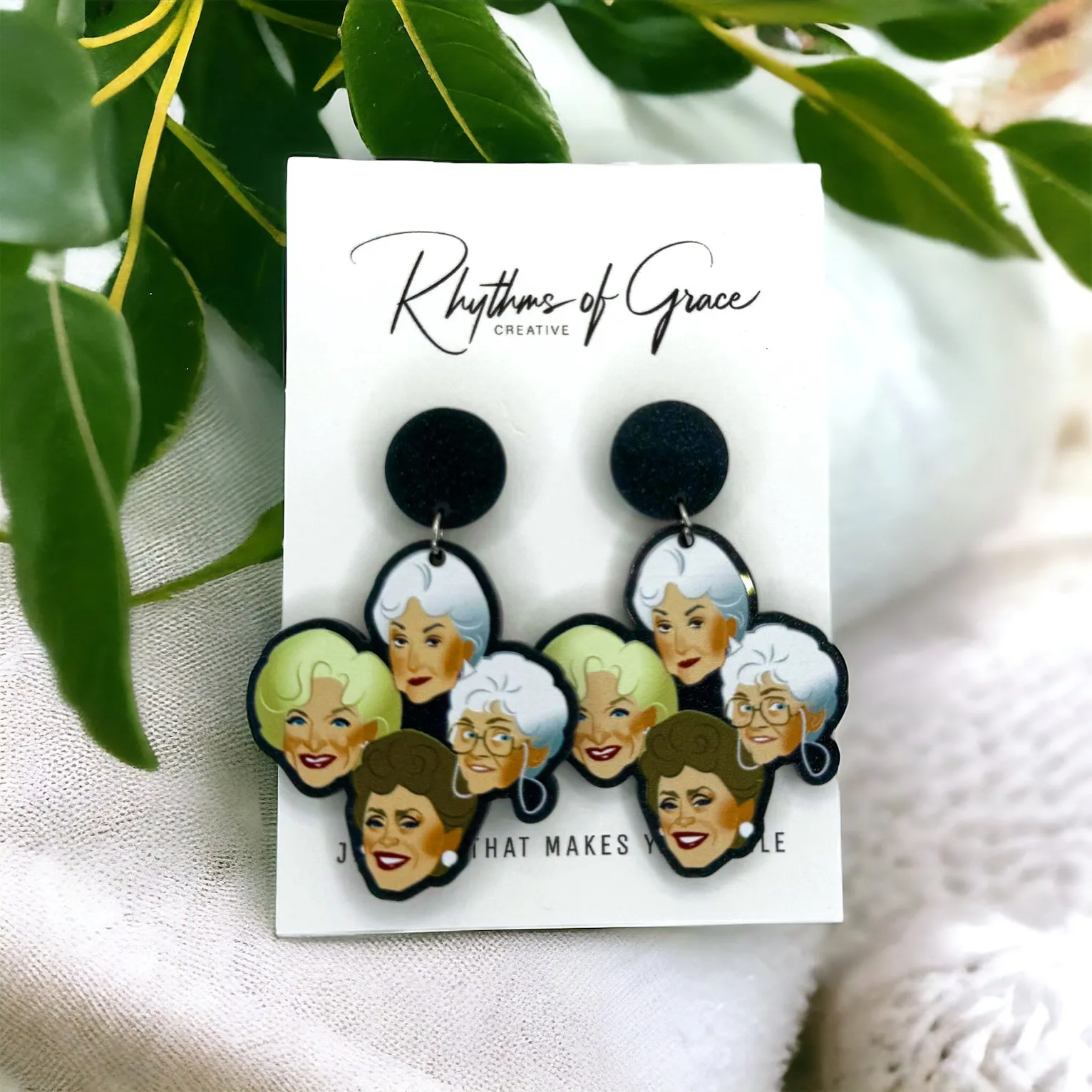 Golden Girls Earrings - Handmade Earrings, Gold Girls Jewelry, Handmade Jewelry, Golden Girls Earrings, Gold Girls, Shady Pines