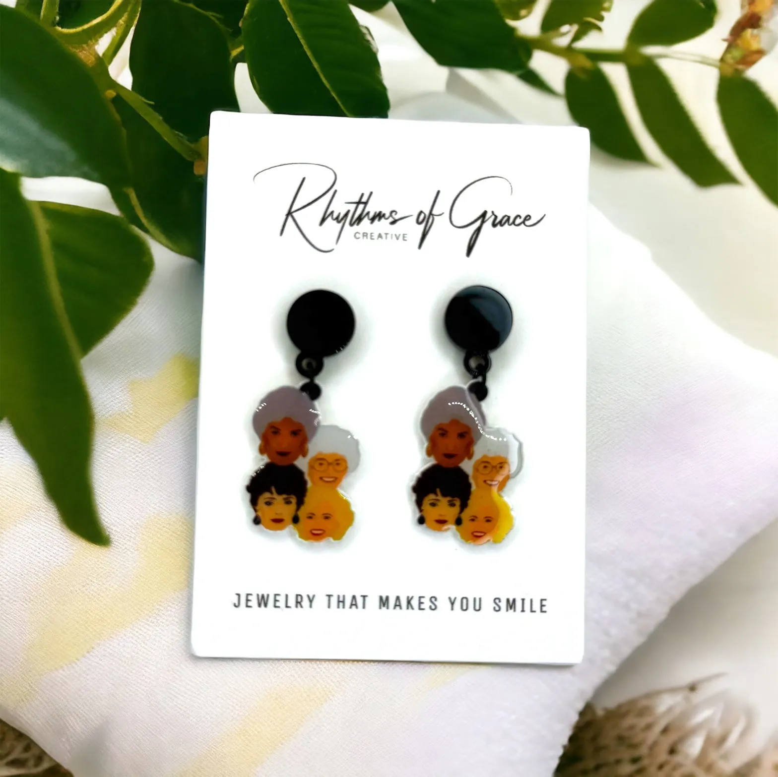 Golden Girls Earrings - Handmade Earrings, Gold Girls Jewelry, Handmade Jewelry, Golden Girls Earrings, Gold Girls, Shady Pines