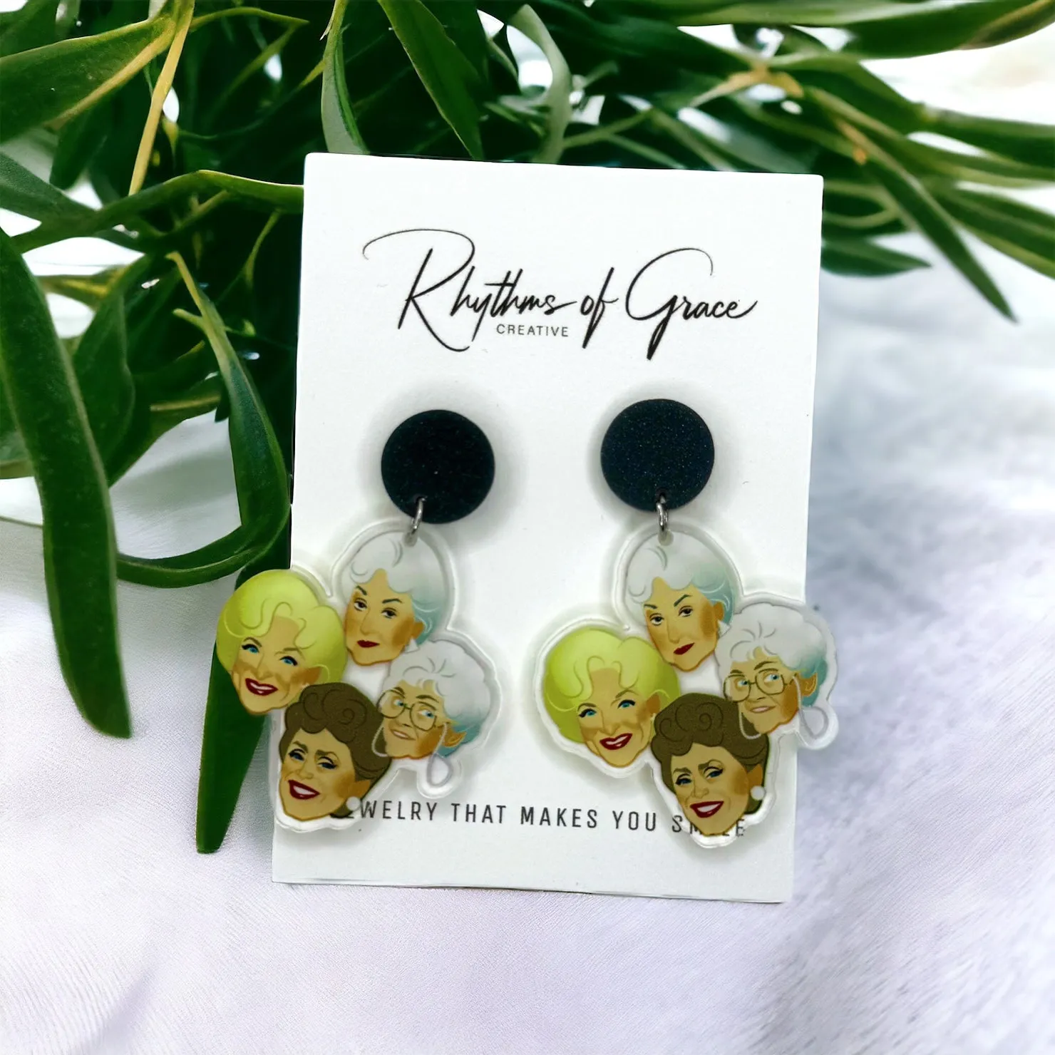 Golden Girls Earrings - Handmade Earrings, Gold Girls Jewelry, Handmade Jewelry, Golden Girls Earrings, Gold Girls, Shady Pines