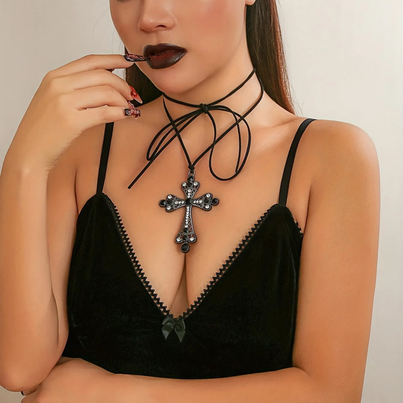 Gothic Halloween Exaggerated Large Cross Pendant Necklace