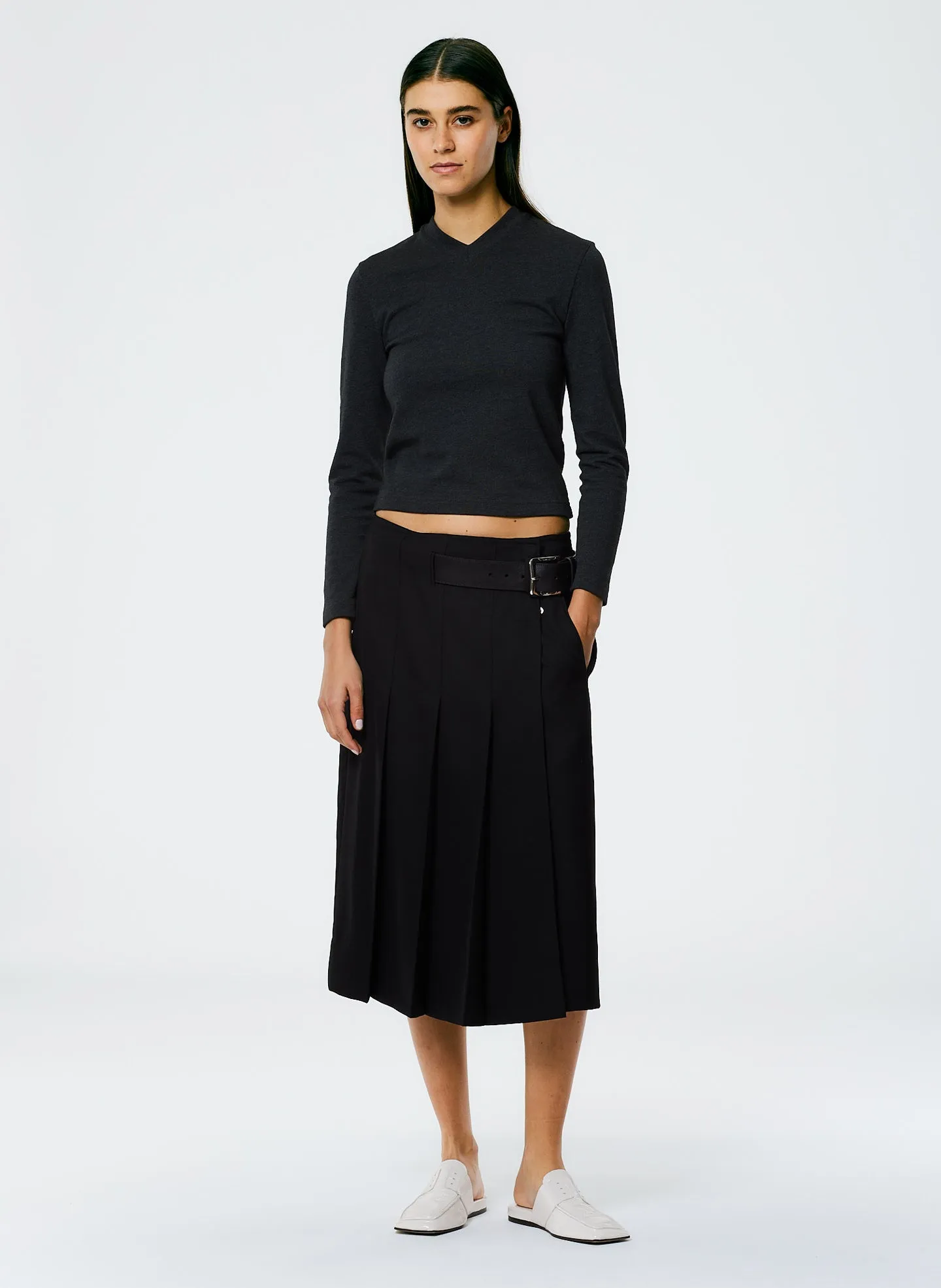 Grain De Poudre Wide Pleat Wrap Skirt