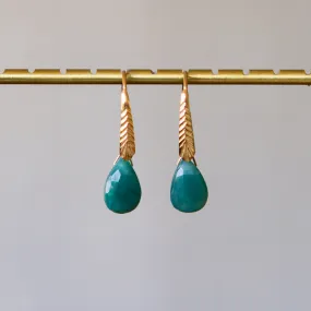 Grandidierite Herringbone Gemstone Drop Earrings in Vermeil