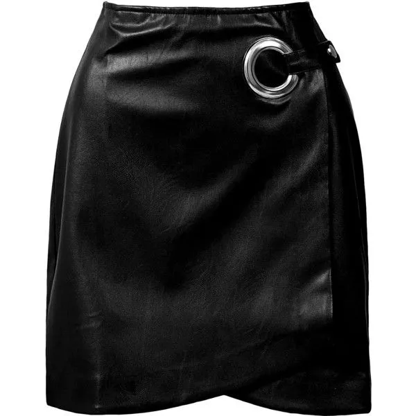 GROMMET DETAIL WRAP MINI SKIRT